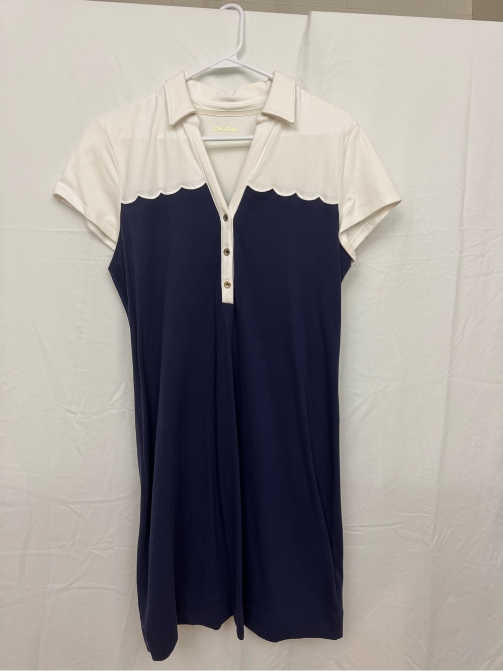 Lilly Pulitzer Women’s Navy and White Polo Dress with Scallop Detail